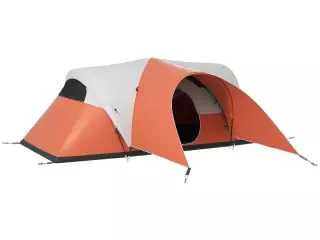Tienda de campaña familiar 5-6 personas impermeable ligera ventilada con saco de transporte, 550x300x198 cm azul/marron/naranja