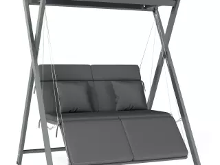 Columpio de Jardín de 2 Plazas Convertible en Cama con Toldo Ajustable UV30+ y Cojines 142x130x168 cm Gris Oscuro