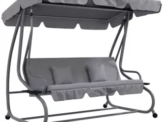 Balancín de Jardín Exterior de 3 Plazas Convertible en Cama con Toldo Ajustable y 2 Almohadas Carga 340 kg Gris 4.6