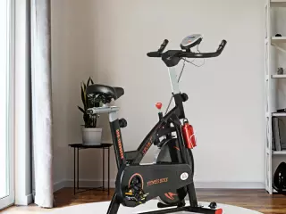 Bicicleta Estática de Fitness con Pantalla LCD Volante de Inercia de 10 kg 47x120x104.5-117cm Rojo y Negro