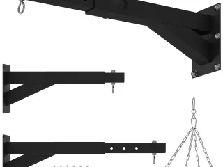 Soporte Saco Boxeo de Pared con Distancia Ajustable Gancho Giratorio Cadenas 45-65 cm Negro