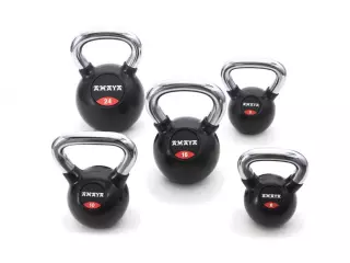 Kettlebell de caucho con mango cromado - Negro PESA RUSA