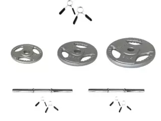 Kit de barra de 1.80m, mancuernas y discos de pesas