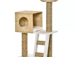 Árbol Rascador para Gatos Medianos Altura 100,5 cm Torre para Gatos con Cama Superior y Cueva de Totora