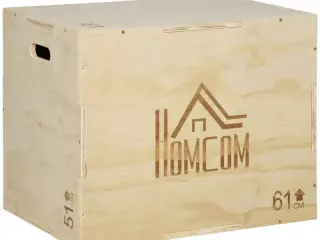 Cajón de Salto de Madera 3 en 1 con 2 Mango Hueco Carga 120 kg para Casa Oficina Gimnasia 61x51x76 cm Madera Natural