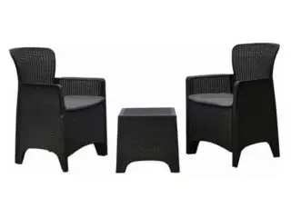 Conjunto de Jardín Chillvert Alba Resina 2 Sillones + 1 Mesa Gris Antracita KCH400
