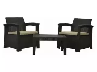 Conjunto de Jardín Chillvert Perugia Resina 2 Sofás + 1 Mesa Marrón KCH401
