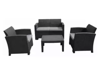 Conjunto de Jardín Chillvert Siena Resina 1 Sofá + 2 Sillones + 1 Mesa Gris Antracita KCH403