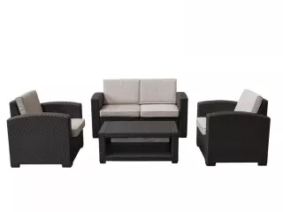 Conjunto de Jardín Chillvert Trento Resina 1 Sofá + 2 Sillones + 1 Mesa Marrón KCH405