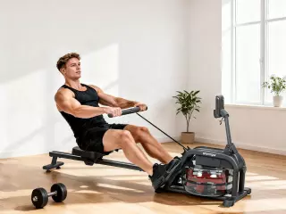 Remo de agua, remo para musculación en casa depósito ajustable 6-11L pantalla LCD soporte para tablet 170x46x77cm negro
