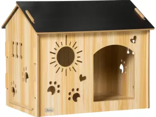 Caseta de Madera para Perros Pequeños Caseta de Interior para Mascotas con Grabados de Formas 69x50x58,5 cm Roble