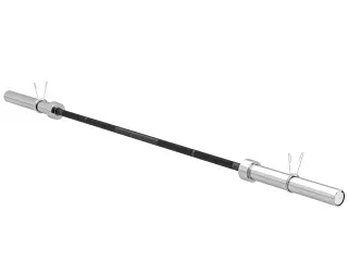 Barra de Pesas de Acero 180 cm Ø50 mm con 2 Presillas Carga 200 kg para los Discos de Ø5 cm Entrenamiento en Casa Negro