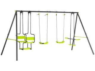Columpio Infantil para Exterior con 6 Asientos con Marco de Acero para +3 Años 355x184x186 cm Verde