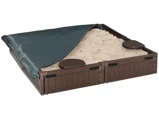 Arenero con Cubierta y Lona de Base, Diseño Modular, 4 Asientos, 1,23L x 1,23A m, Marrón 5