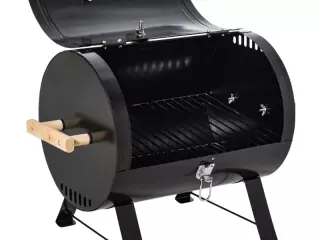 Barbacoa de Carbón de Sobremesa Parilla de Barbacoa Compacta con Termómetro y Asas para Jardín BBQ 50x35x39 cm Negro