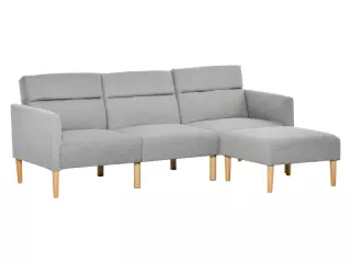 Sofá Cama con Chaise Longue de 3 Plazas Sofá Convertible con Reposapiés Movible Respaldo Ajustable y Reposabrazos 207x81x80 cm Gris Claro