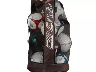 Saco Portabalones Avento Profesional – Capacidad 12-15 Balones Talla 5 – Malla de Poliéster Reforzada con Poliamida Oxford y Revestimiento PVC – Negro