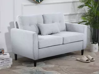 Sofá 2 Plazas Sillón Biplaza para Salón con Cojines y Asiento Acolchado Funda de Almohada Lavable 140x78x83 cm Gris Claro