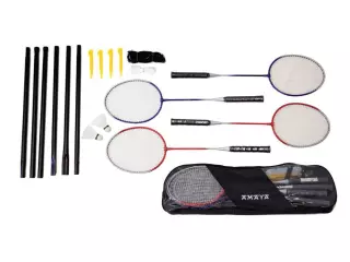 Set 4 Raquetas Bádminton con Postes, red, 2 volantes y Bolso