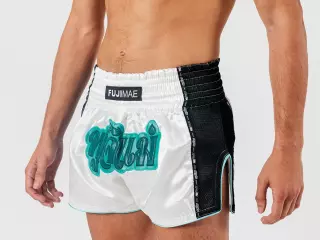 Shorts Thai ProWear. Blanco/Turquesa. M