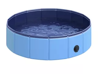 Piscina Plegable para Perros Gatos Bañera Portátil para Mascotas PVC Antideslizante Múltiples Usos para Interiores y Exteriores Ø80x20 cm Azul