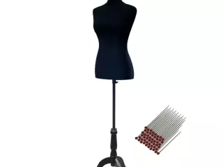 Maniquí de Costura Ajustable a 130-168 cm con Trípode de Madera para Fotografía de Moda Exposición de Prendas Negro