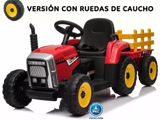 TRACTOR ELÉCTRICO PEKETRAC 5100 12V ROJO/AZUL/VERDE/ROSA con remolque