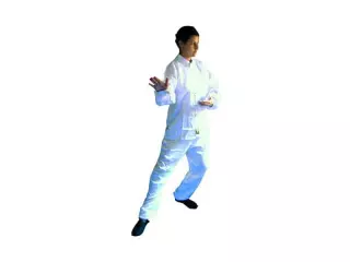 Traje de tai chi de satén blanco
