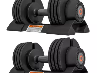 Kit de Pesas Ajustables con Porta Manubrios y Agarre Antideslizante, de Acero y ABS, 33x16x16 cm, Negro