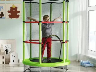 Cama Elástica Infantil Trampolín para Niños de 3-6 Años con Red de Seguridad Carga 45 kg Ø140x190 cm VERDE