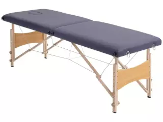 Camilla de Masaje Plegable con Marco de Madera con Altura Regulable y Bolsa de Transporte 186x60x58-81 cm Púrpura/NEGRO/CREMA