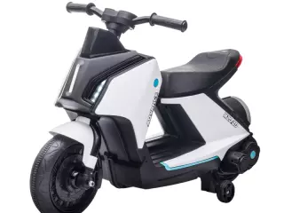 Moto Eléctrica Infantil Motocicleta de Batería 6V para Niños de 2-4 Años con Faros Música y 2 Ruedas de Equilibrio 80x39,5x51 cm Blanco
