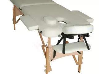 Camilla de Masaje - Color Crema - PU y Madera - 182x60x(61-87)cm