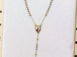 Collar Rosario con la virgen del carmen acero