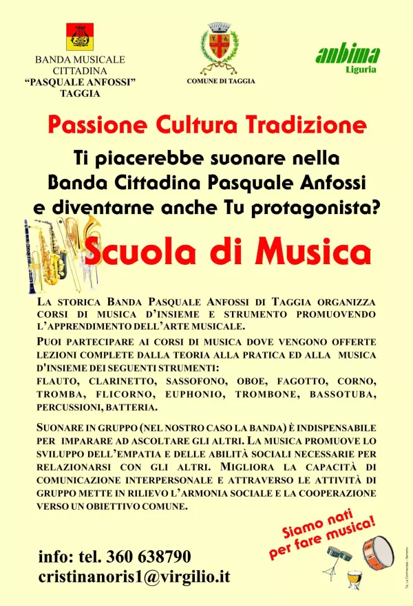 TAGGIA Banda  Pasquale Anfossi Corsi di Strumento