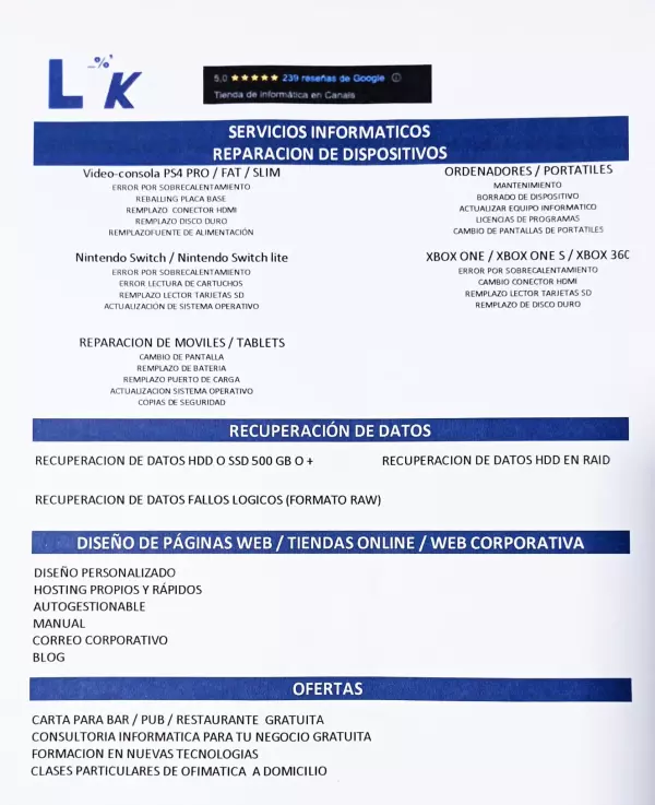 Servicios Informáticos: Webs, Reparación de Móviles y Ordenadores en 24h