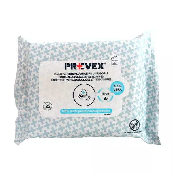 PREVEX TOALLITAS HIGIENIZANTES ALOE VERA 25 UDS