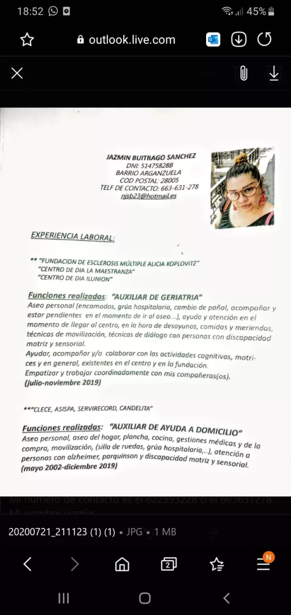 Se ofrece gerontóloga para el cuidado de mayores o persona n