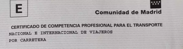 Título de Competencia Profesional para empresas de transport