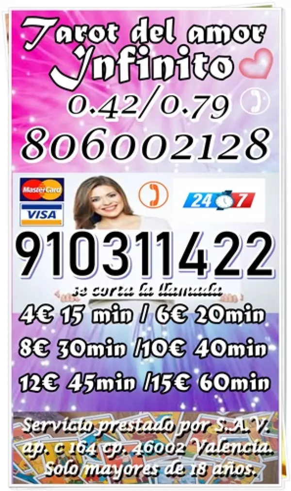 Videncia Natural. Tarot visa  910311422 y 806002128