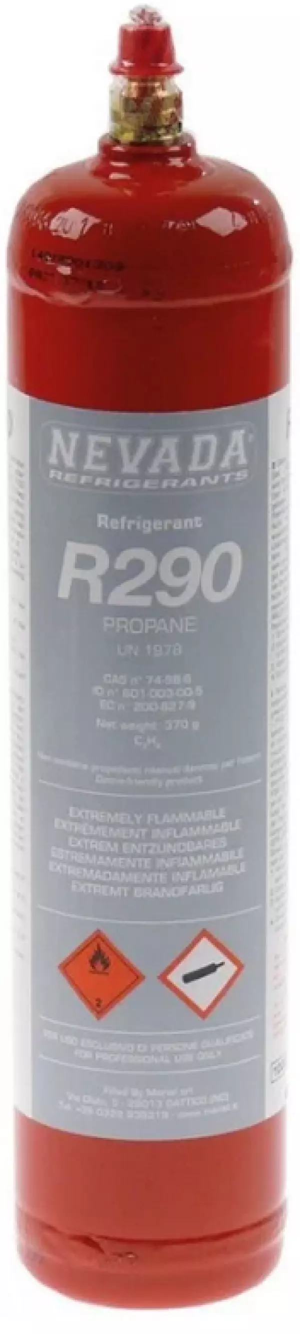 Gas Refrigerante NEVADA 370g homologación CE refrigerante R2
