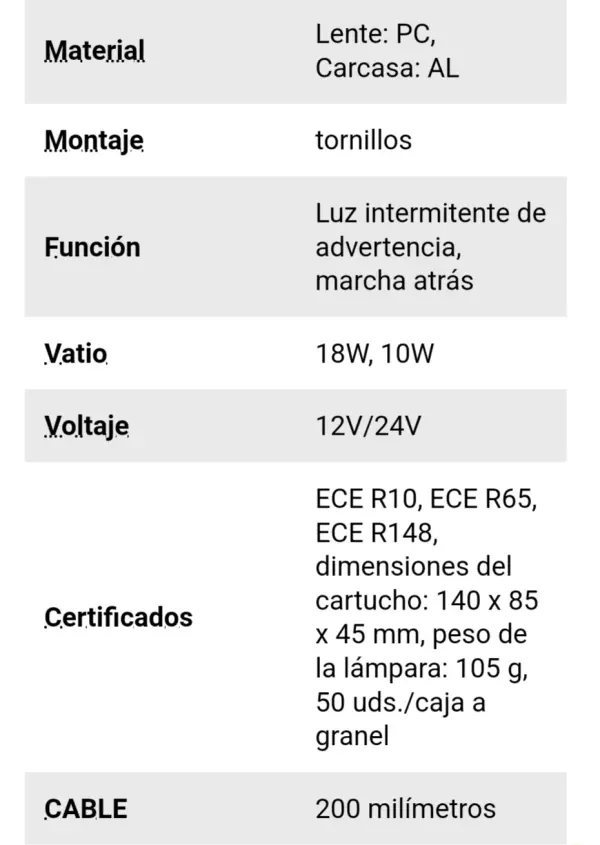 Luz Estroboscopica + Luz de Posicion blanca