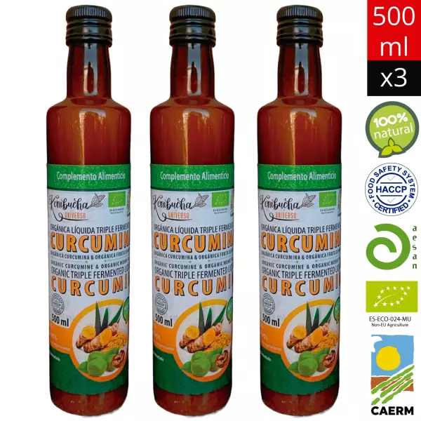 Pack 2+1 Curcumina con Fruta de Monje, Kombucha sin azúcar