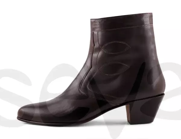 BOTAS DE MEDIA CAÑA CON CREMALLERA TACÓN CUBANO HOMBRE PIEL