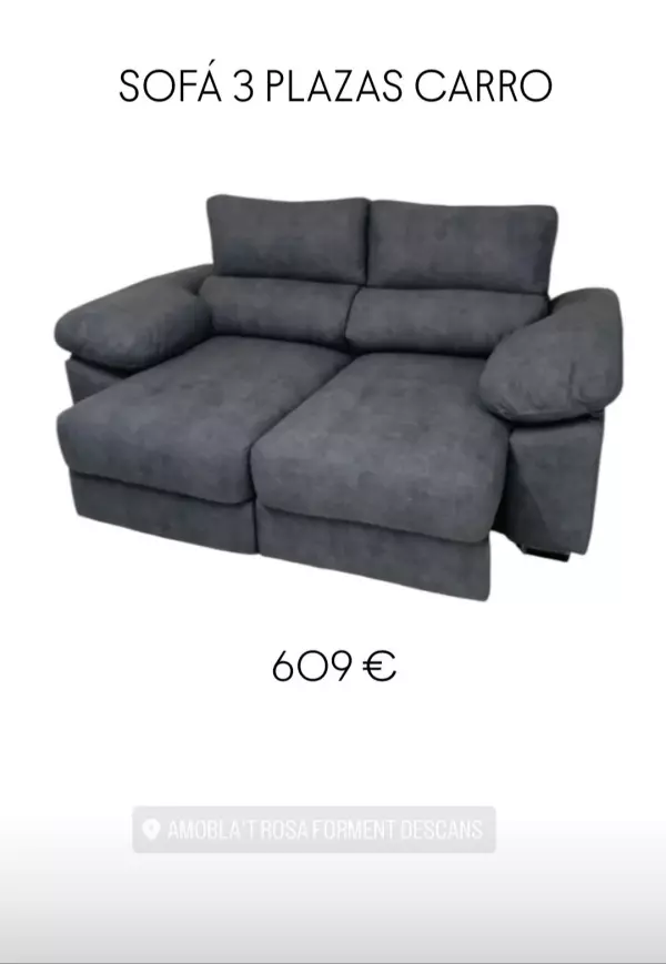 Nuevo sofa 3 plazas carro gris