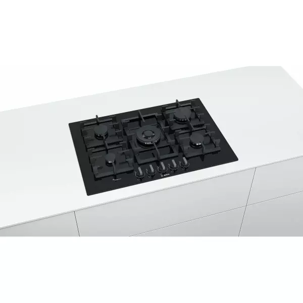 Placa de Gas BOSCH PPQ7A6B90 | 5 Fuegos 11500W 75 cm en Vidrio Templado