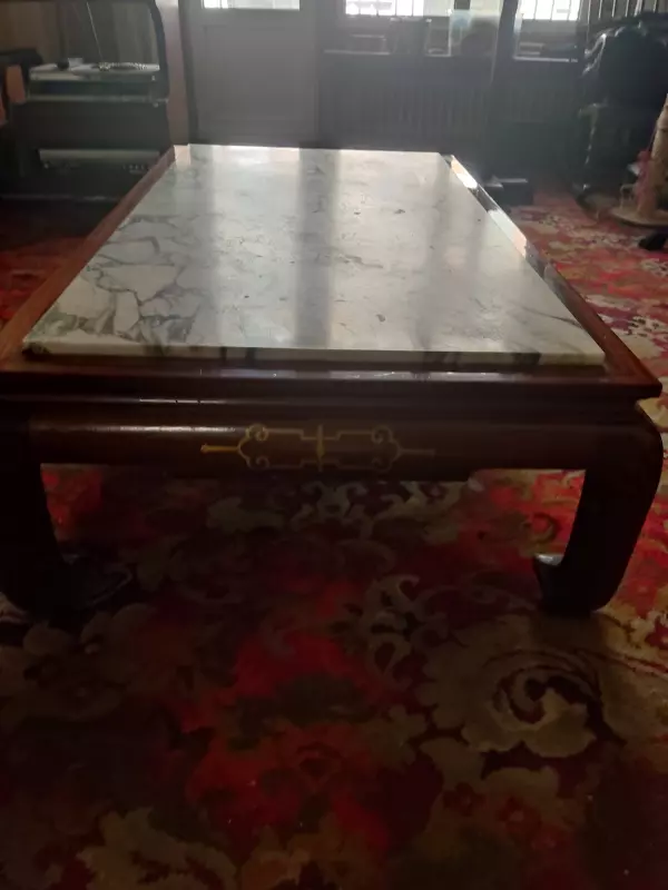 MESA DE CENTRO MADERA Y MARMOL