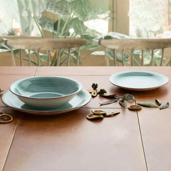 Plato Llano Quid Vita Aqua Turquesa Ø 27 cm | Cerámica Pintada a Mano |