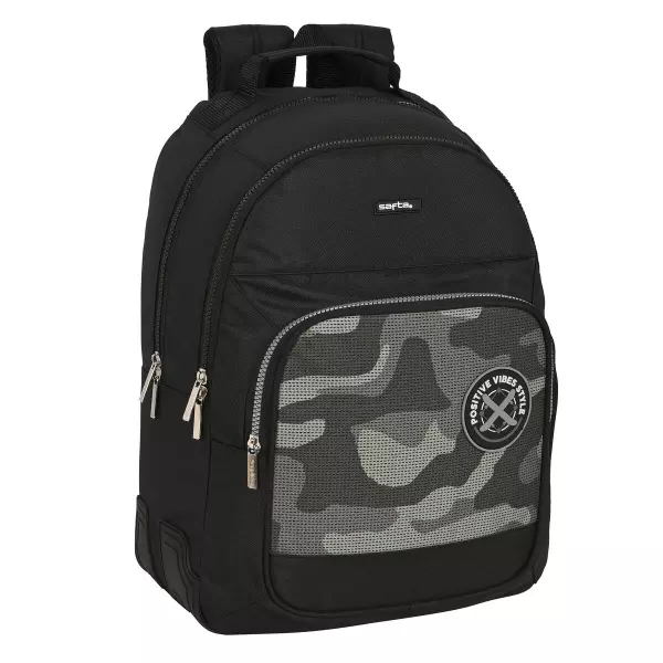Mochila Escolar Safta Stone Negra 32x42x15 cm – Diseño Ergonómico