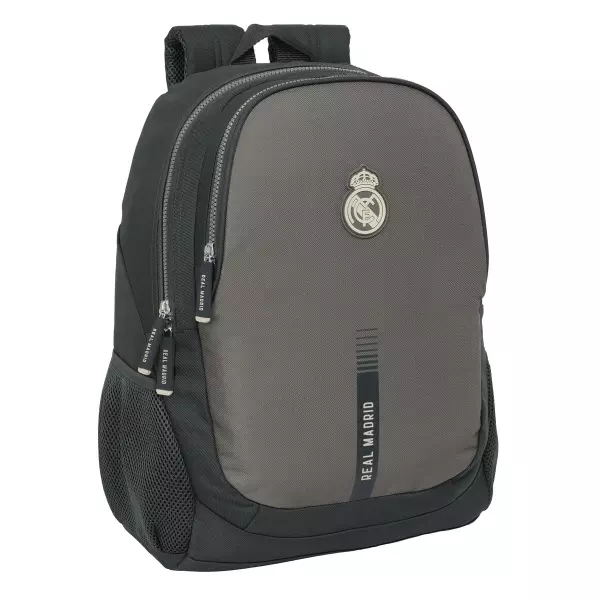 Mochila Escolar Real Madrid C.F. Gris – Diseño Deportivo con Acolchado